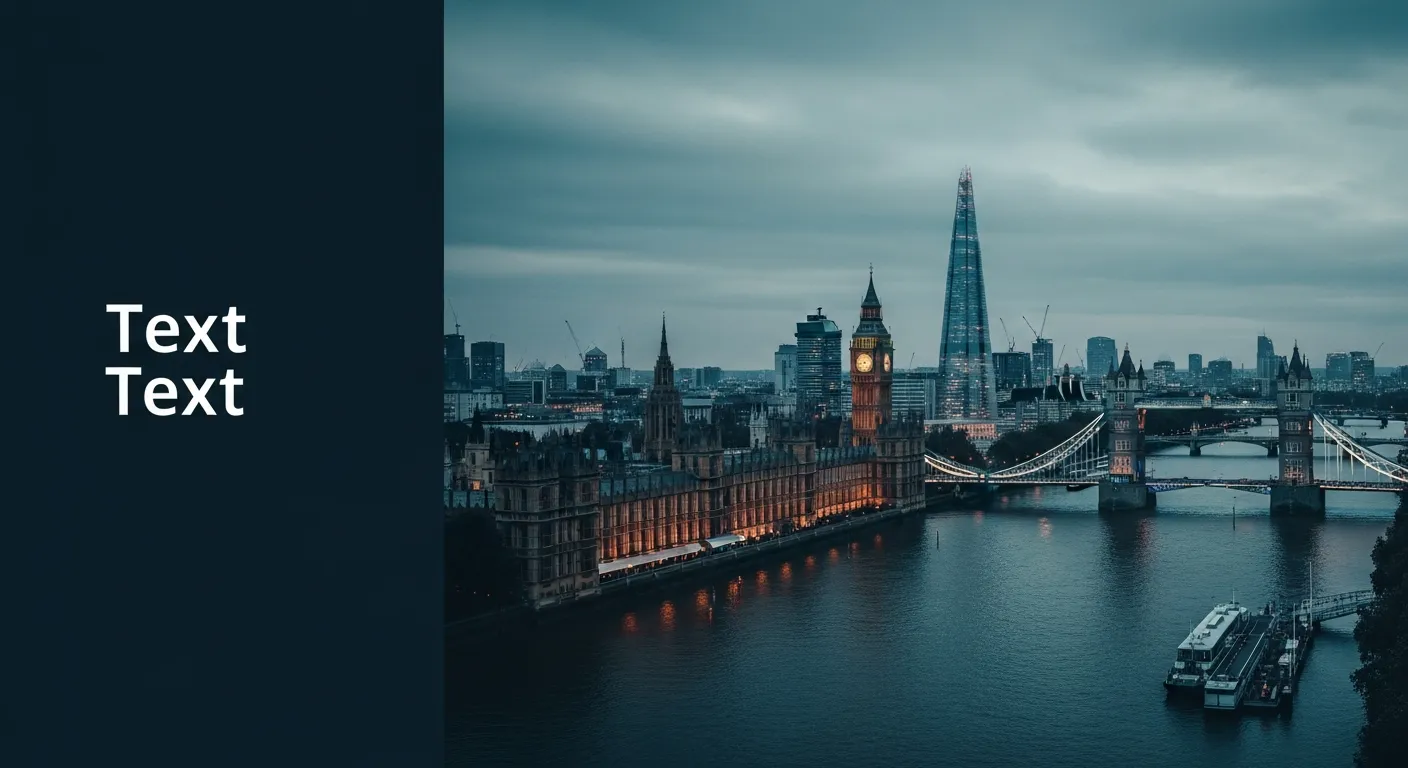 London skyline at dusk with Big Ben, the London Eye and the River Thames